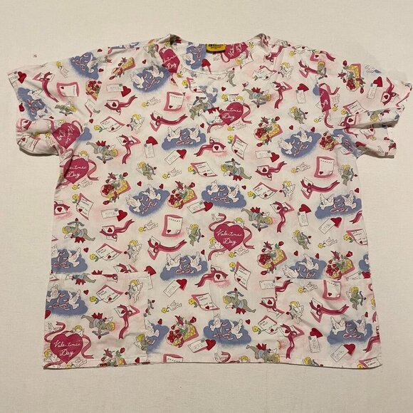 Scrubs Station Valentines Day Womens Size 2XL Scrub Shirt Top - Picture 1 of 16